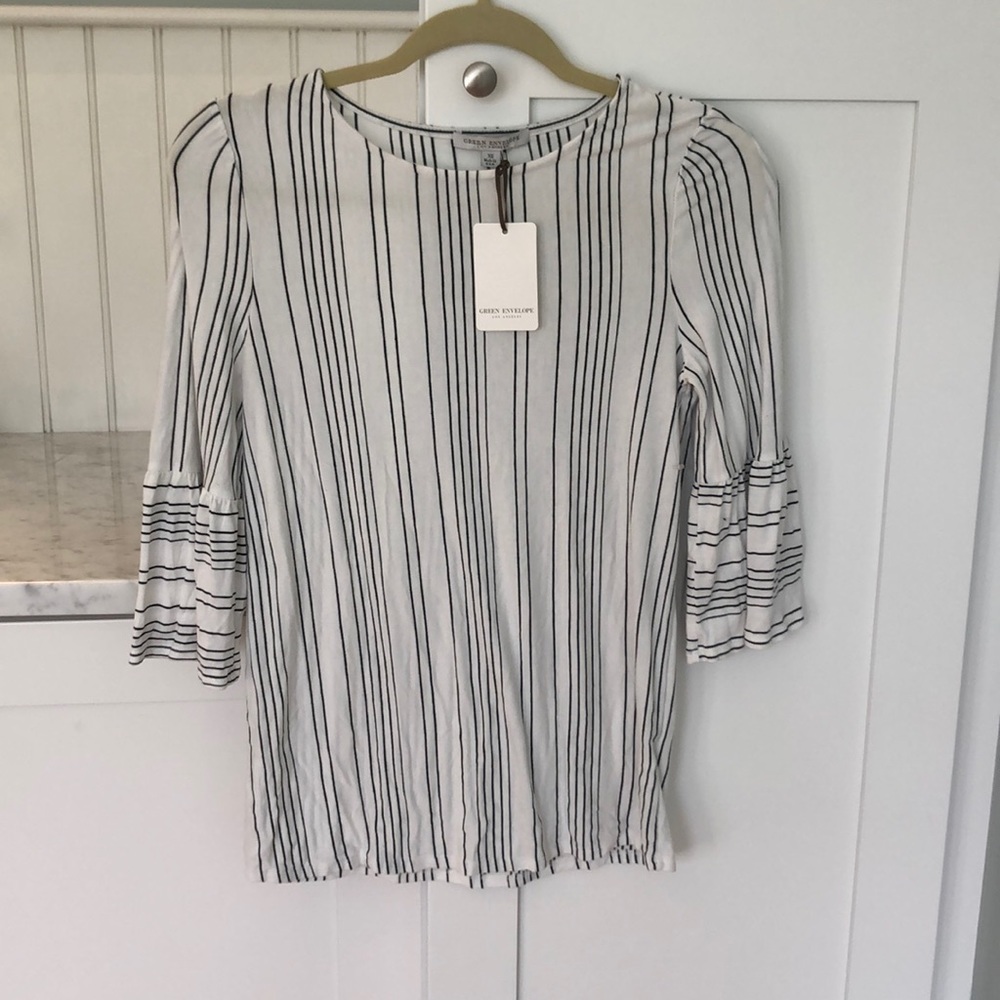 Green envelope striped top